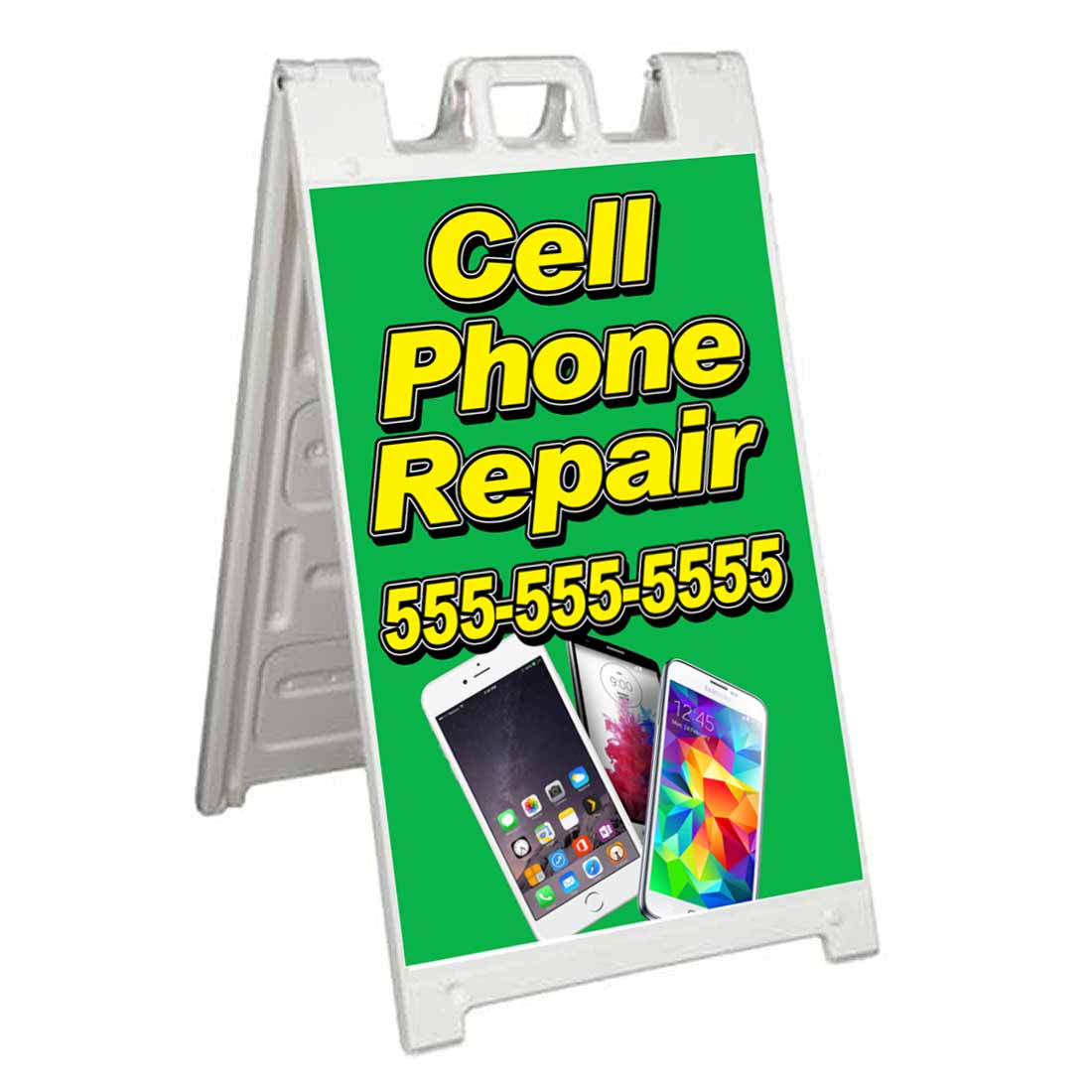 CUSTOMIZABLE CELL PHONE REPAIR Signicade 24x36 Aframe Sidewalk Sign Banner Decal - Picture 4 of 9